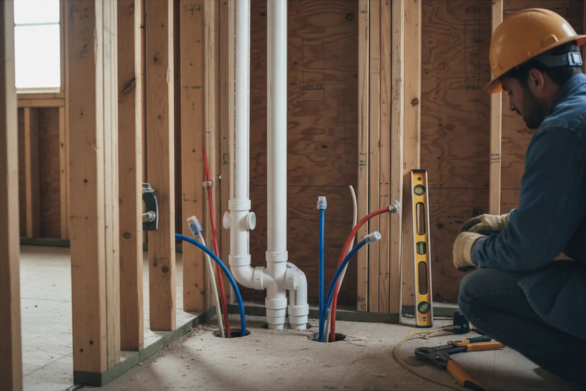 Drain and supply rough-in during Drain Cleaning in Belle Haven