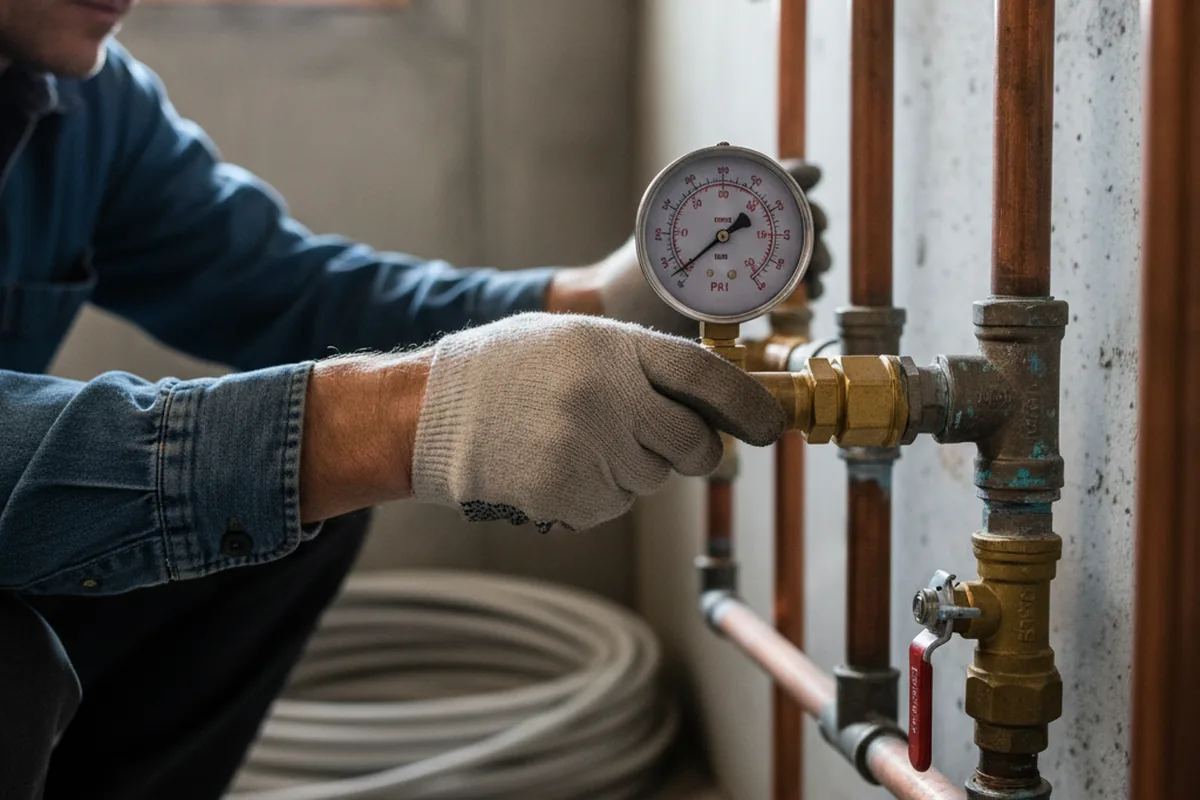 Pressure testing a repaired line during Water Line Repair in Belle Haven